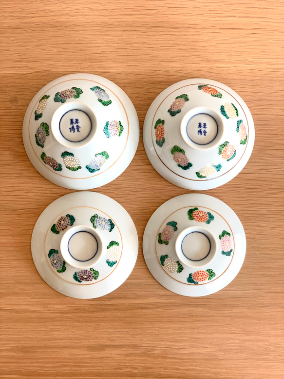 【京焼・清水焼】京都　水野春陽窯　色絵　菊　蓋付き夫婦茶碗　飯碗 粘土、陶土 （土類） T1518925308(11700円)