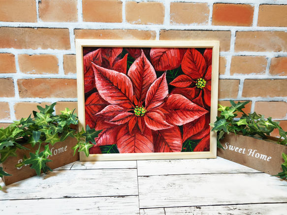 油絵 クリスマスの花 赤 ポインセチア オンラインショップ】 ポインセチア」 by HIKARI｜Artmeter