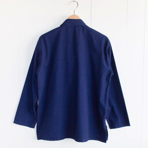 うさとの服　藍染め　襟つき長袖ジャケット 襟付きシャツジャケット タイ藍染め木綿服 M'sデザイン スアモーホーム