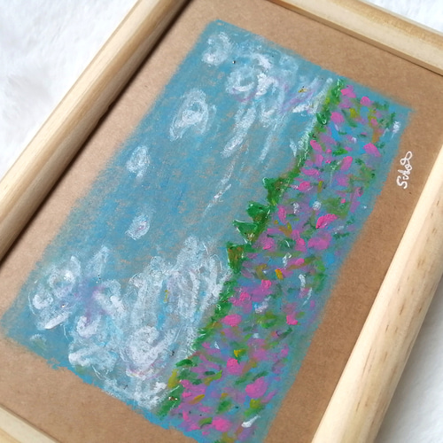 【原画：B6サイズ】　RUKURUKUおまとめ商品　オイルパステル画 原画：B6サイズ】 流れ星に願いを オイルパステル画 - メルカリ