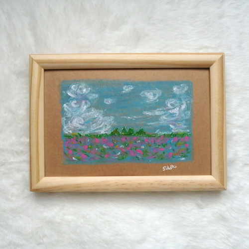 クレヨンアート 花の絵 A4サイズ（風景画 くち 花 アート 花の絵
