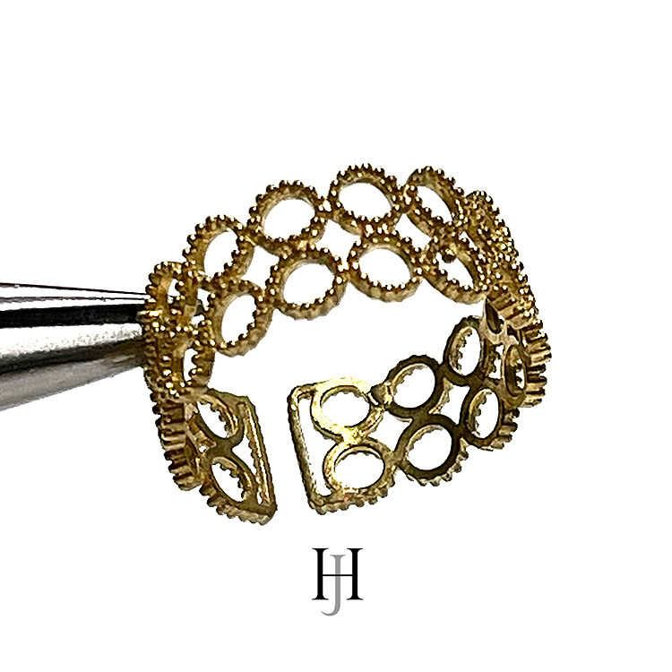 【50個】繊細淵の円形が続くバンドデザインリング、指輪【jr95】