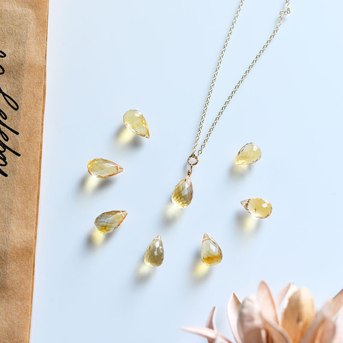 特価販売中 繁栄 富 幸運の石 大粒一粒シトリンのしずくのネックレス  