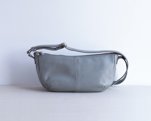 purin グレー レザー ショルダー・ハンドバッグ 長財布が入る】本革 2WAY ショルダーバッグ ワンショルダー シュリンク