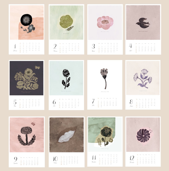 売り切りお値下げ　2023年 ちょっと大人のカレンダー 〜水彩で描く北欧の12ヶ月(ペールカラー)〜【高級特殊紙】 5枚目の画像