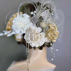 【豪華】 髪飾り 成人式髪飾り 卒業式髪飾り 簪付き 水引 白 金 銀 ベージュ 2枚目の画像