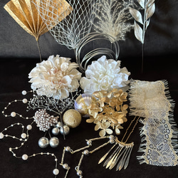 【豪華】 髪飾り 成人式髪飾り 卒業式髪飾り 簪付き 水引 白 金 銀 ベージュ 9枚目の画像