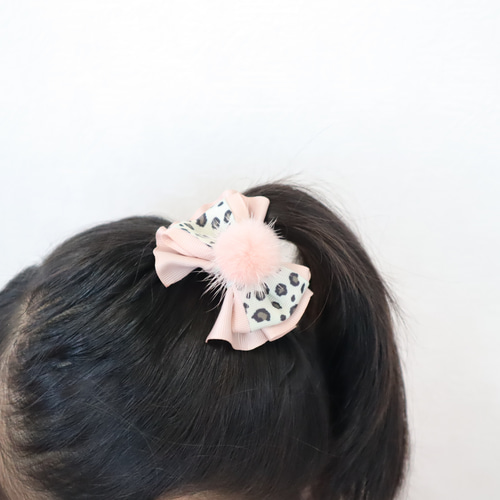 ミンクファーフリルリボン ヘアゴム ヘアクリップ キッズ ヘア