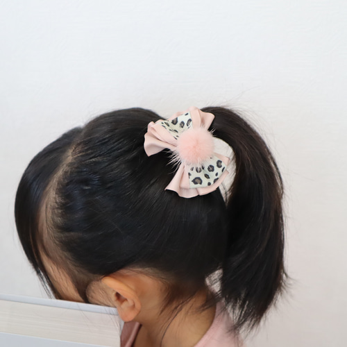 ミンクファーフリルリボン ヘアゴム ヘアクリップ キッズ ヘア