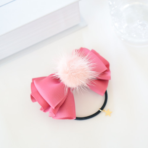 新品 ミンクファーリボン ヘアゴム ミンクファーフリルリボン ヘアゴム ヘアクリップ キッズ ヘア