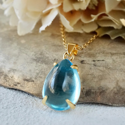 11月誕生石 再販 スイス ブルートパーズ ペンダントトップ 18kゴールド