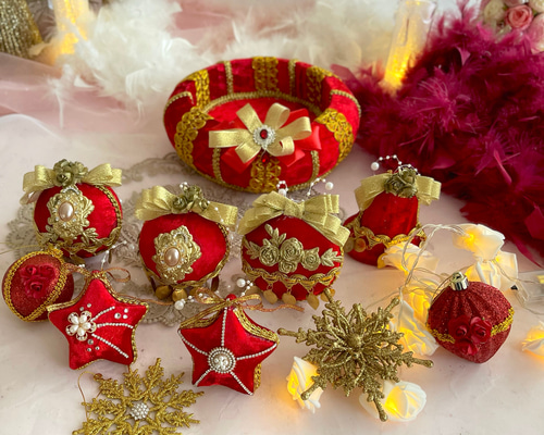 ハンドメイド ロココ調 クリスマスオーナメント クリスマスオブジェ