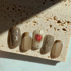 No.18 オンブレネイル・コラソン/フレンチネイル/秋冬ネイル/メキシカン/ブラウンネイル/おしゃれ 2枚目の画像