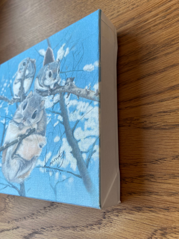エゾモモンガのアートパネル　キャンバス生地 4枚目の画像
