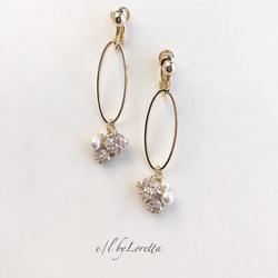 Bijou oval hoop pierce/earring(Crystal) 1枚目の画像