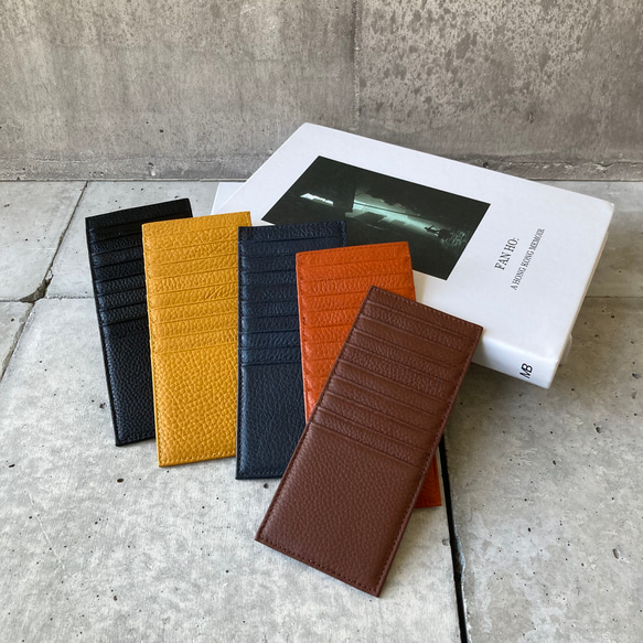 【本革】両面スリムカードケース ロング／プレゼント 仕事用アイテム コンパクト スリム カード収納　GZCH-A492 1枚目の画像