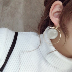 3color big hoop pierce/earring(Beige) 3枚目の画像