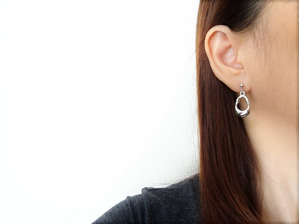 961再販メタル シルバー チェーン 大ぶり ハンドメイド ピアス