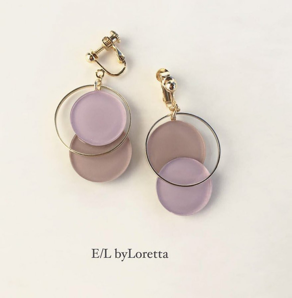 Asymmetry color pallet pierce/earring(Lavender×Beige) 1枚目の画像