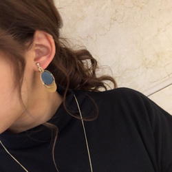 Asymmetry color pallet pierce/earring(Blue×Mustard) 4枚目の画像