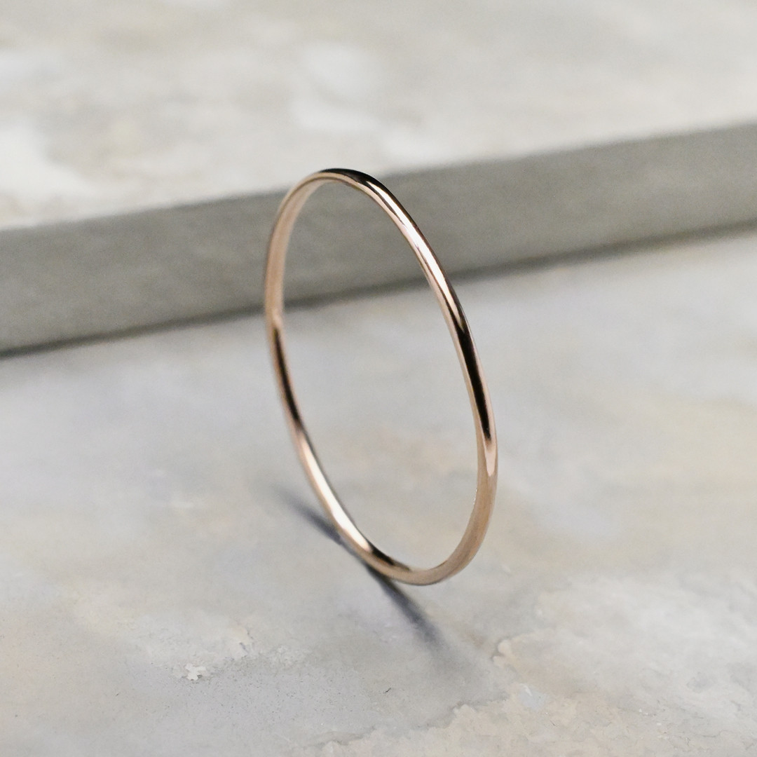 鏡面 K18PGピンクゴールドプレーンリング 0.8mm幅 グロス｜K18PG RING｜900