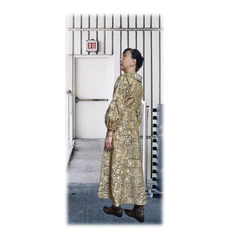 268 Murayama Oshima x Tsumugi Showa 30 年代形象連衣裙（黑色/方形和花朵） 第11張的照片