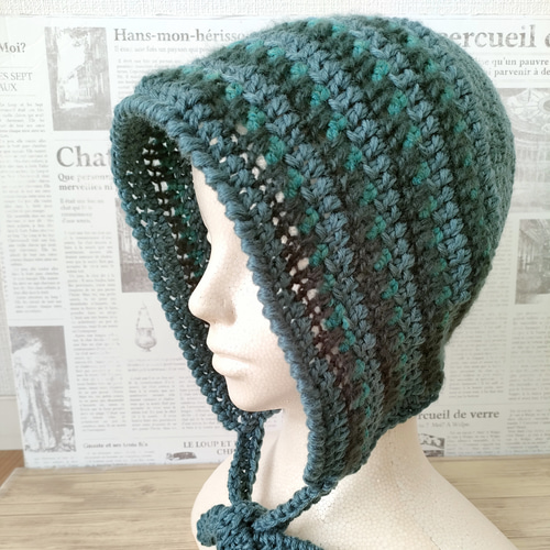 Y.A.R.N. クロシェ ニット ハット FREE グリーン 3Dクロス Y.A.R.N. クロシェ ニット ハット FREE グリーン 3Dクロス Y.A.R.N.