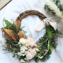 vertical Christmas leaseクリスマスリース 壁掛け 冬支度ハンドメイド