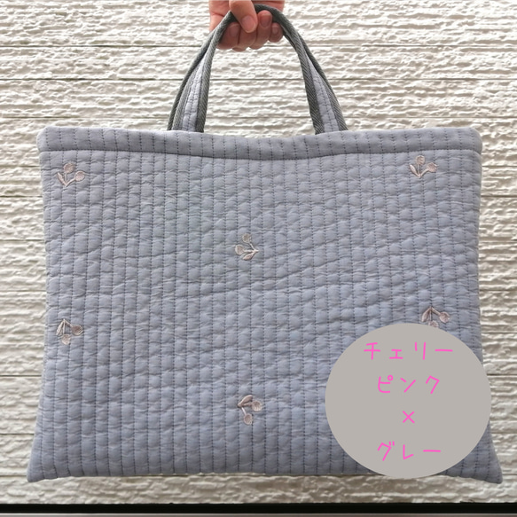 【名入れ刺繍】イブル　入園グッズ2点セット　ゴールドベージュ　レッスンバッグ　上靴袋　ヌビバッグ　入園入学2024 5枚目の画像