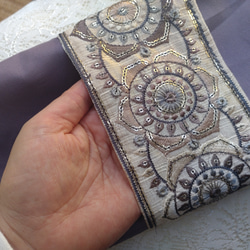 インド刺繍リボンをあしらったマチなしミニトートバッグ 6枚目の画像