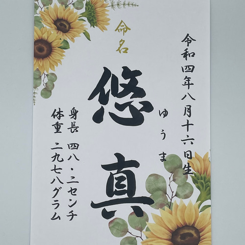送料無料【行書】全て筆文字手書き命名書 デザイン全8種
