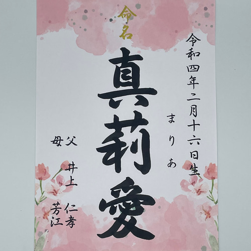 送料無料【行書】全て筆文字手書き命名書 デザイン全8種 送料無料【行書】全て筆文字手書き命名書 デザイン全8種