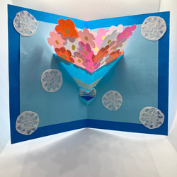ポップアップカード花束カード青ブルー 2枚目の画像