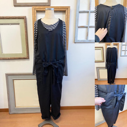 促銷價 Rakuchin 背帶褲❤️無袖 sarouel 背帶褲 黑色（尺碼 L 至 LL） 第2張的照片
