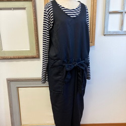 促銷價 Rakuchin 背帶褲❤️無袖 sarouel 背帶褲 黑色（尺碼 L 至 LL） 第5張的照片