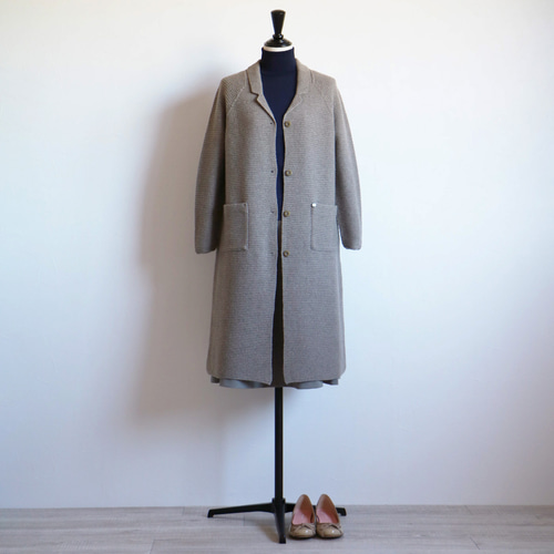 カーディガンなのにきちんと見え！】カシミヤ混 襟付きロング