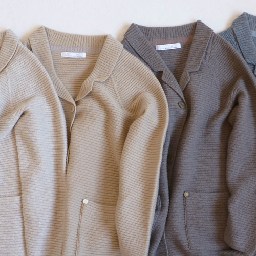 カーディガンなのにきちんと見え！】カシミヤ混 襟付きロング