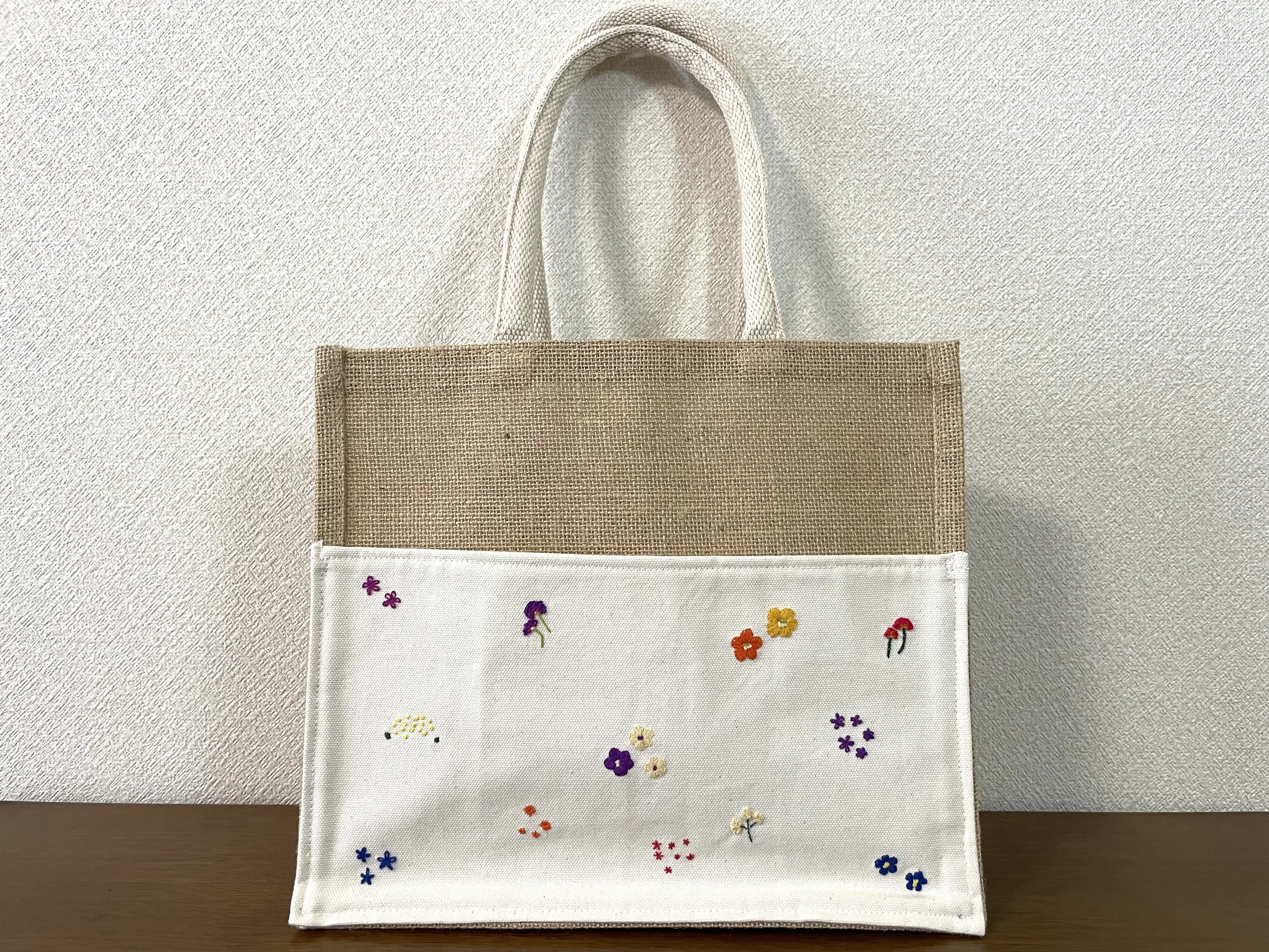 花柄ポケットのジュートバック エコバッグ・サブバッグ amiko204 通販