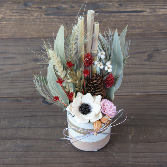 【12/30発送】【毎年大人気！】門松風アレンジ（小）　X402 4枚目の画像