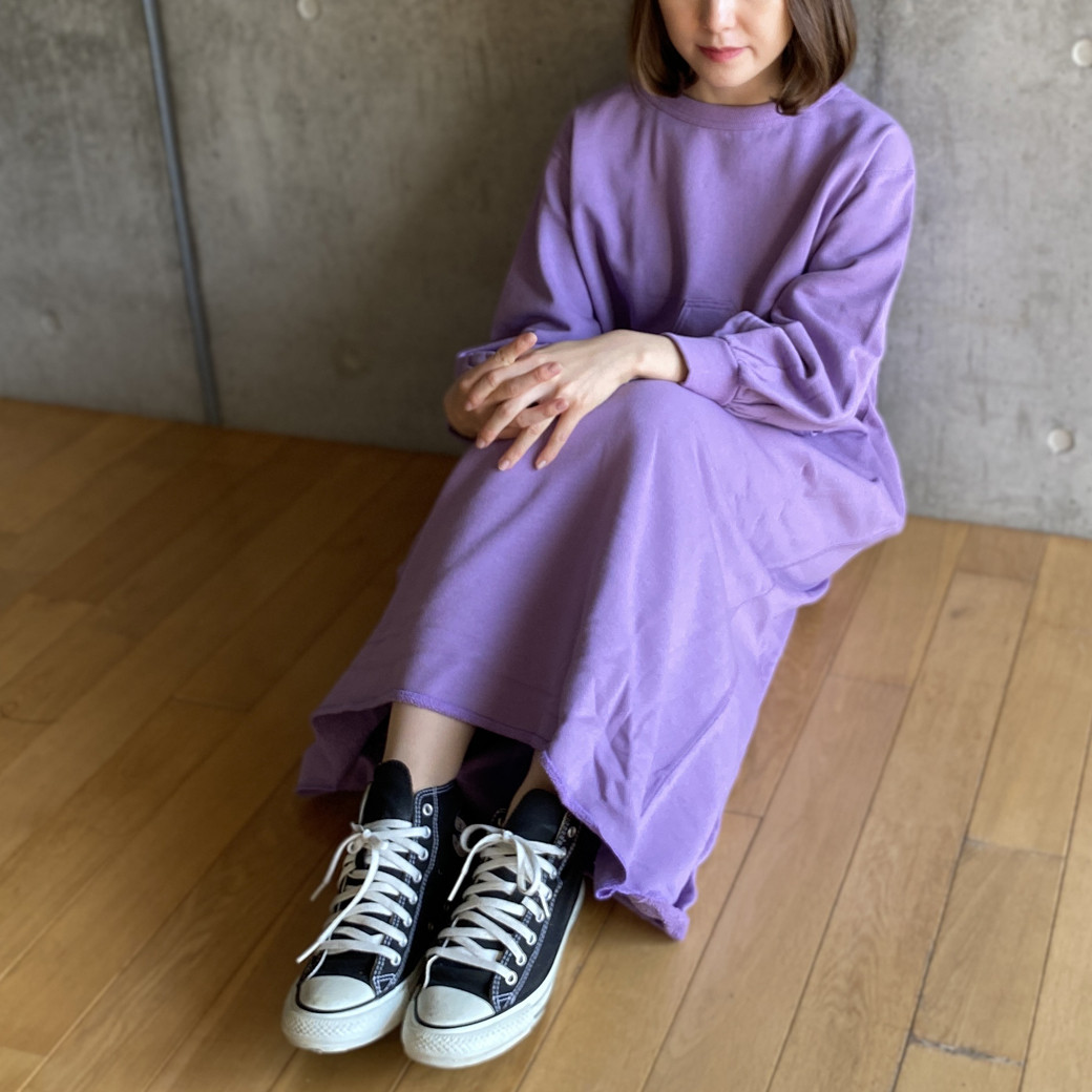 【日本製】FRNCH TERRY カンガルーポケット　裏毛ワンピース