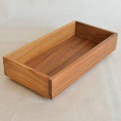 チーク ウッド カトラリーケース 木製 ボックス 小物入れ 収納 ペンケース 27x13cm J-0064（Lサイズ） 3枚目の画像