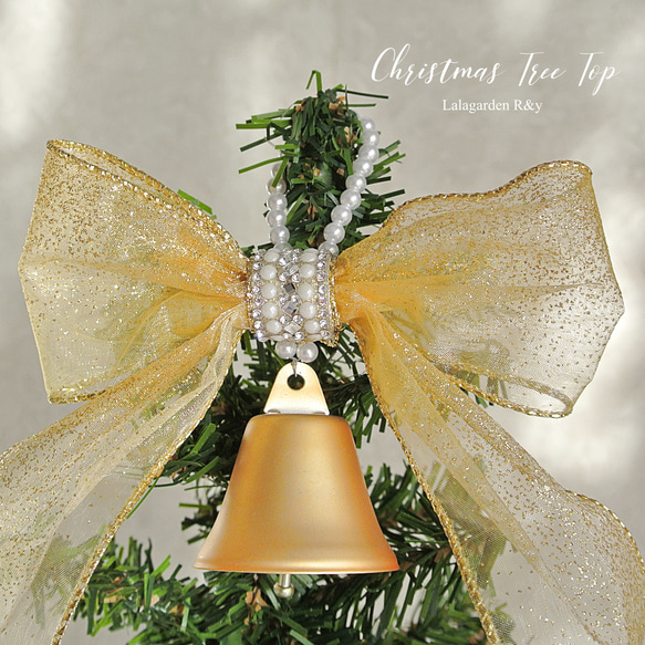 ツリーの上に飾る♪ ツリートップ　壁掛けにも♪ ゴールドベル & ゴールドリボン クリスマス　 R&yCH69 3枚目の画像