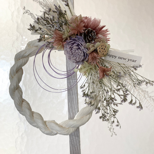 数量限定 くすみカラーのしめ縄リース しめ縄・しめ飾り in blossom