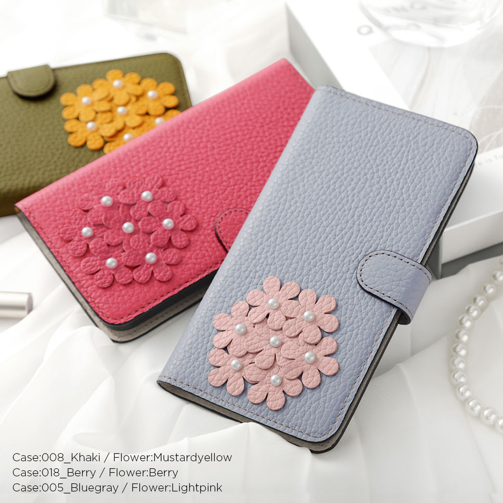 32色 花　あじさい　本革 スマホケース　手帳型　フラワー　iPhone　AQUOS Galaxy#mm00000108