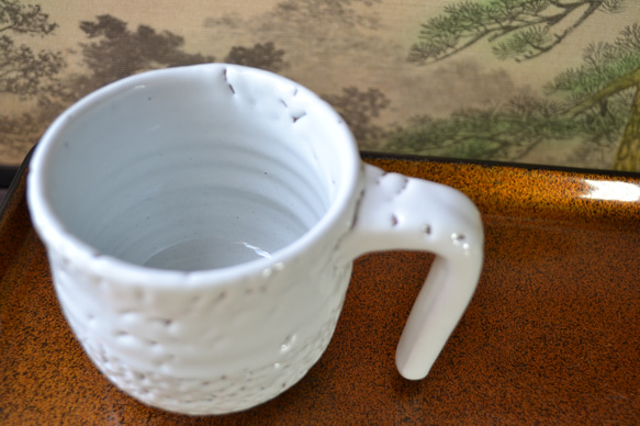【再入荷！】マグカップ(かいらぎ)　ストレート　コーヒーカップ　★萩焼　 4枚目の画像