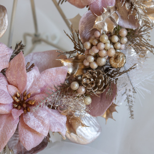 クリスマス～ロマンティックなピンクポインセチアリース リース は