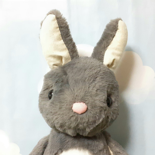 ふわすべラビットボアのグレーのうさぎ ぬいぐるみ もちまる@12月まで2