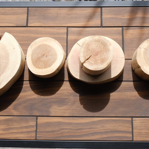 丸太オブジェ　飾り台　ヒノキ ヒノキの切り株 丸太】撥水加工済み 木 丸太 オブジェ フラワー