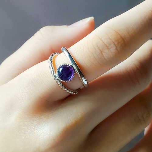 ハンドメイド 彫金リング 天然石 カイヤナイト リング 指輪