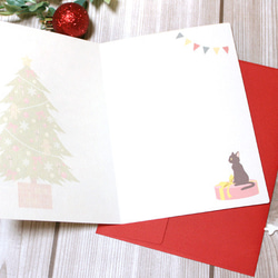 クリスマスカード　ツリーと猫 2枚目の画像